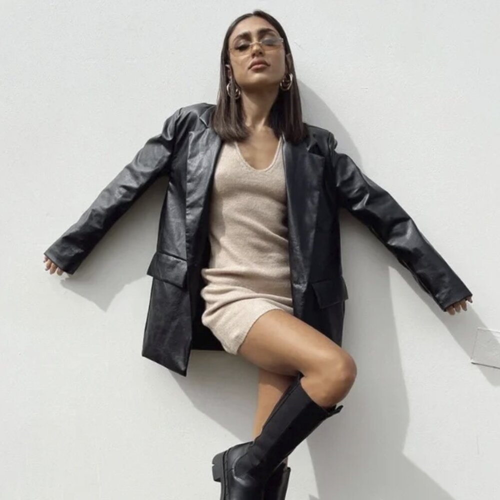 🖤Princess Polly🖤 Jocelyn Faux Leather Blazer in Black